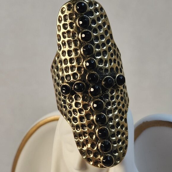 Brass "Antique" Chunky Art Deco Style Ring - Picture 3 of 15